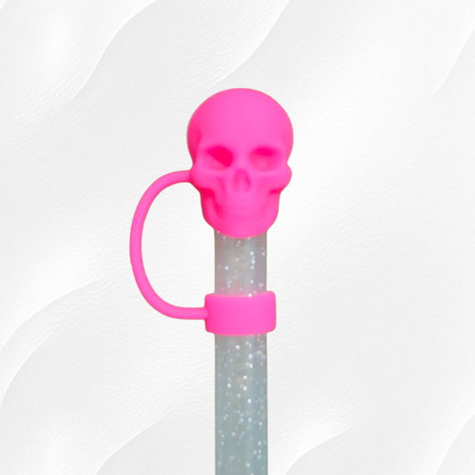 Barbie Pink 3D Silicone Skull Straw Topper 