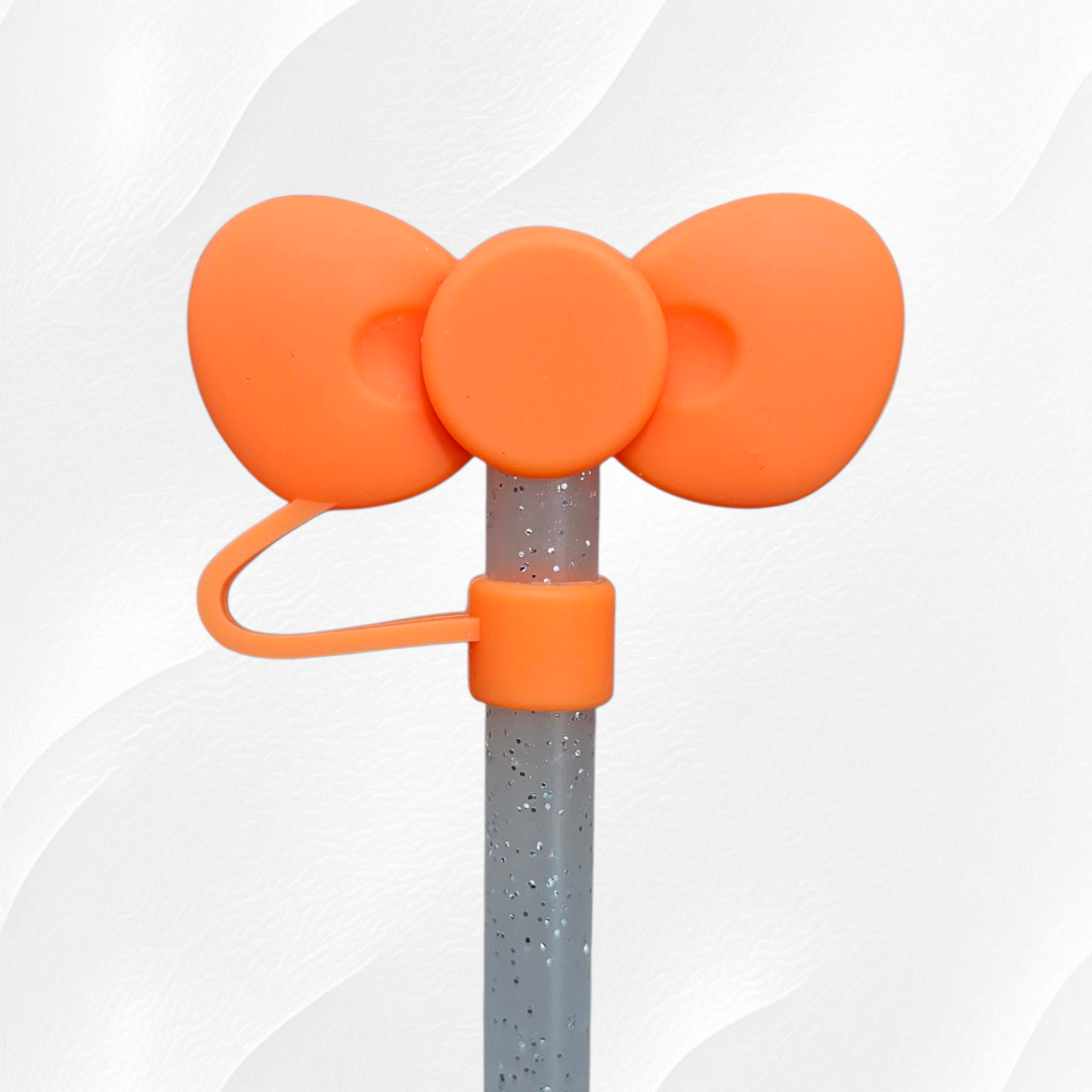 Orange Bow Silicone Straw Topper 