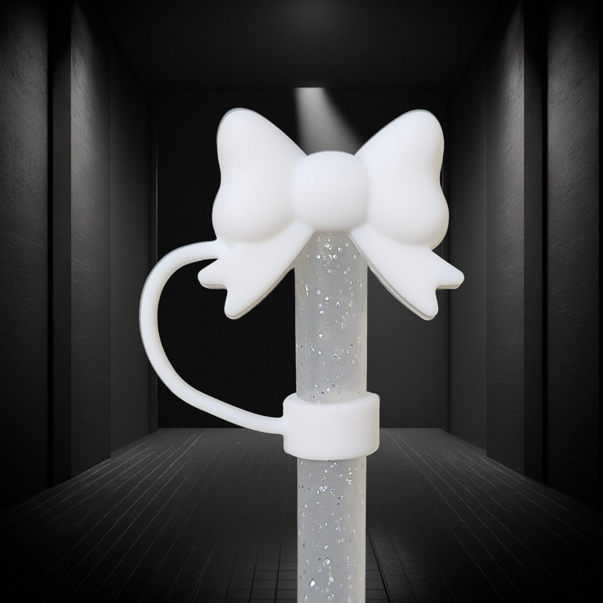 White Butterfly Ribbon Bow 3D Silicone Straw Topper  - Straw Cover. Fits 10mm and Stanley Straws. 