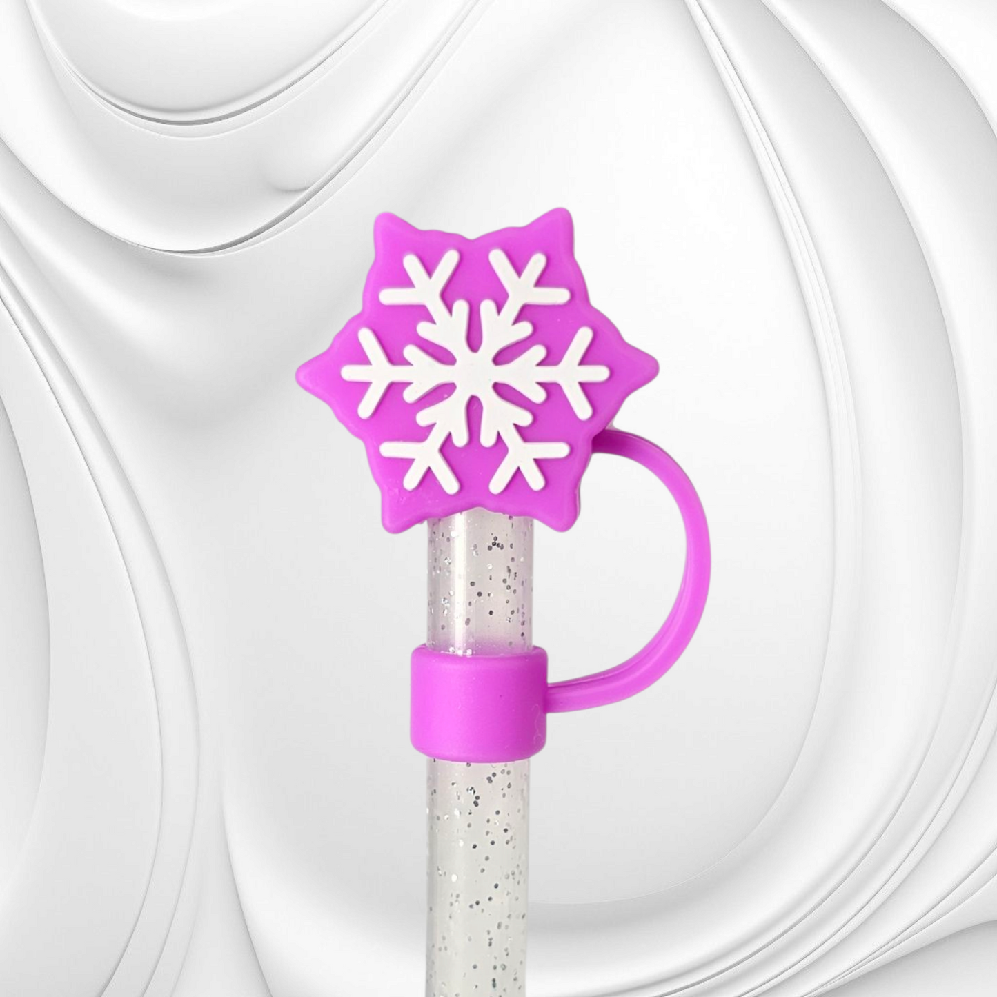 Purple Snowflake 3D Silicone Straw Topper 