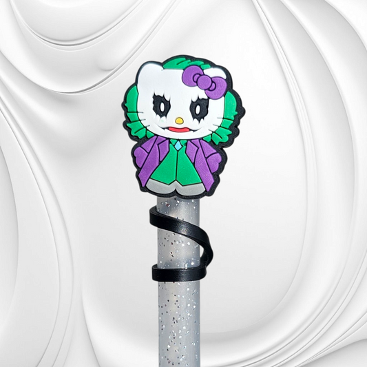 Joker Hello Kitty inspired Halloween Silicone Straw Topper. 