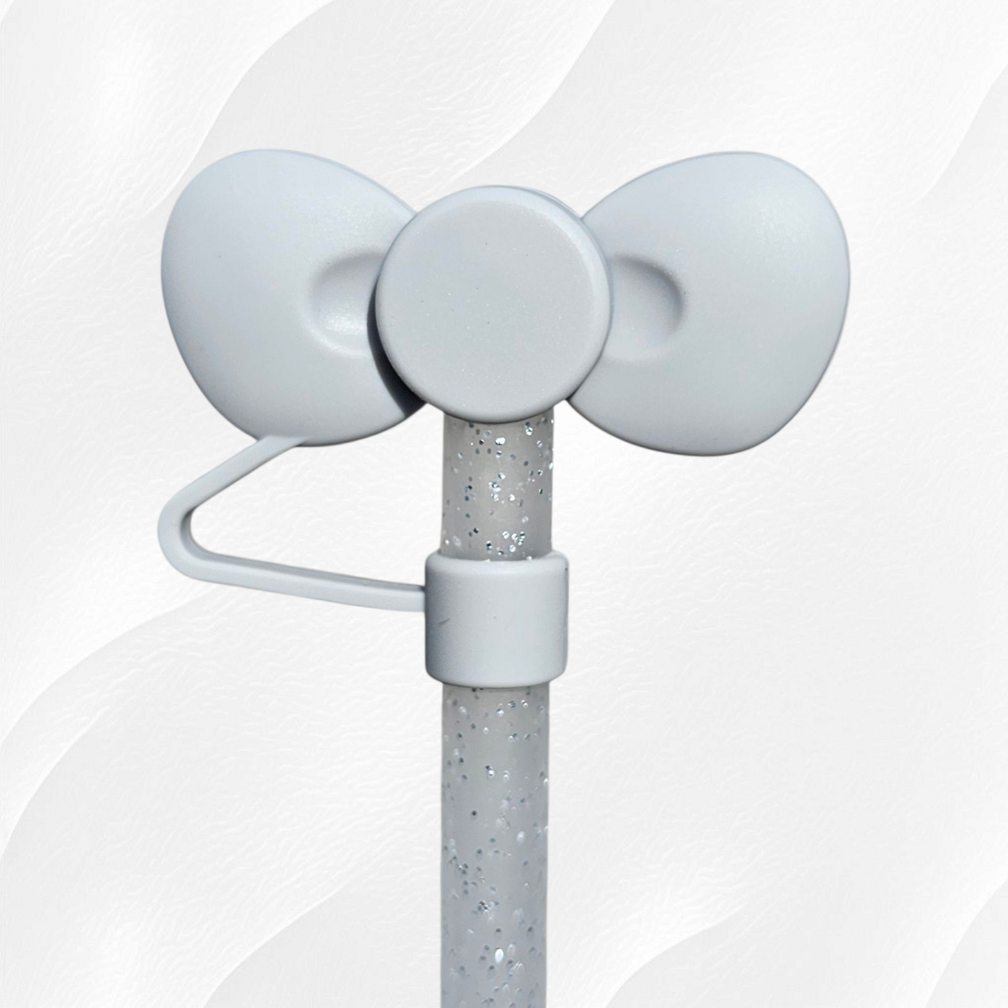 Gray Bow Silicone Straw Topper 