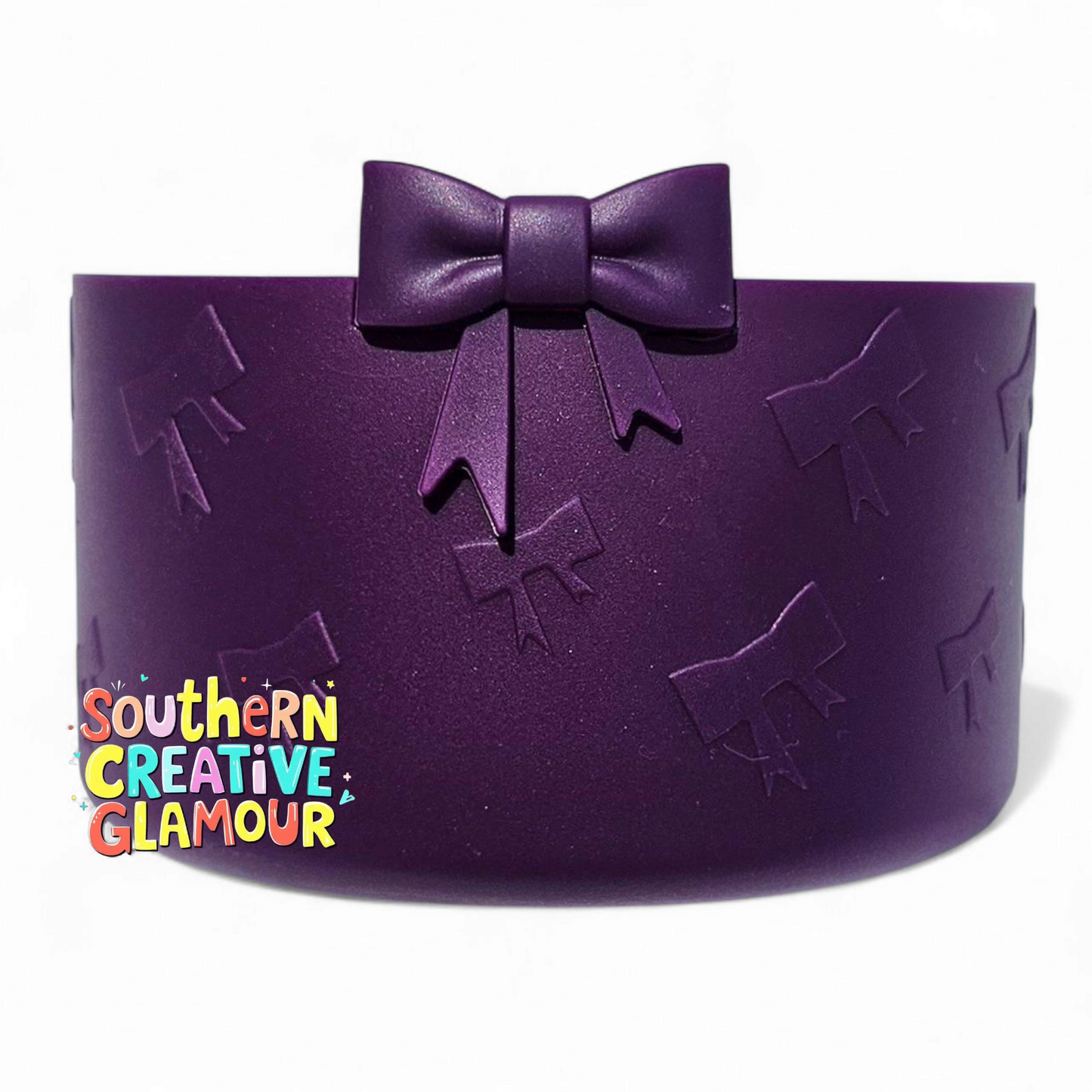 Plum Purple 3D Bow Silicone Tumbler Boot by Southern Creative Glamour 