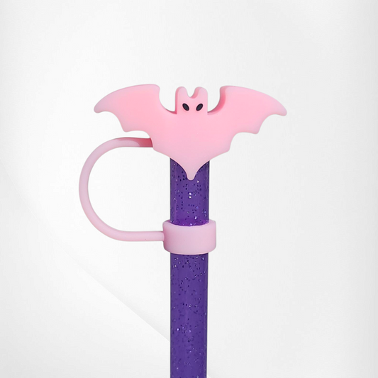 Pink Bat 3D Silicone Straw Topper 
