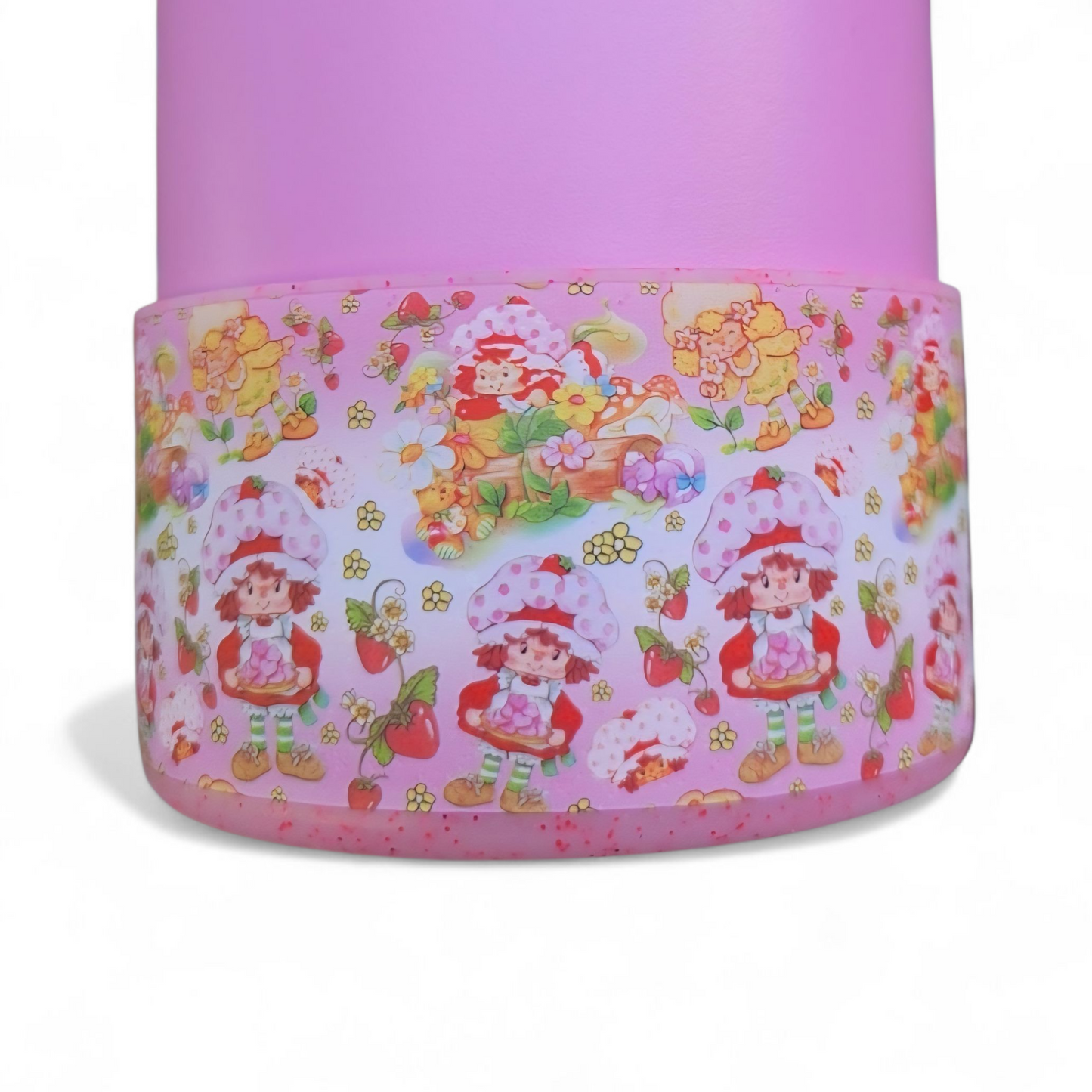 Glittered Strawberry Shortcake Silicone Tumbler Boot 