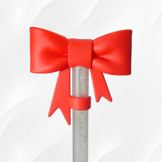 Red Princess Bow 3D Silicone Straw Topper 
