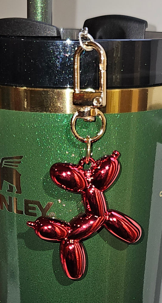 Red and Gold Balloon dog charm pendant 