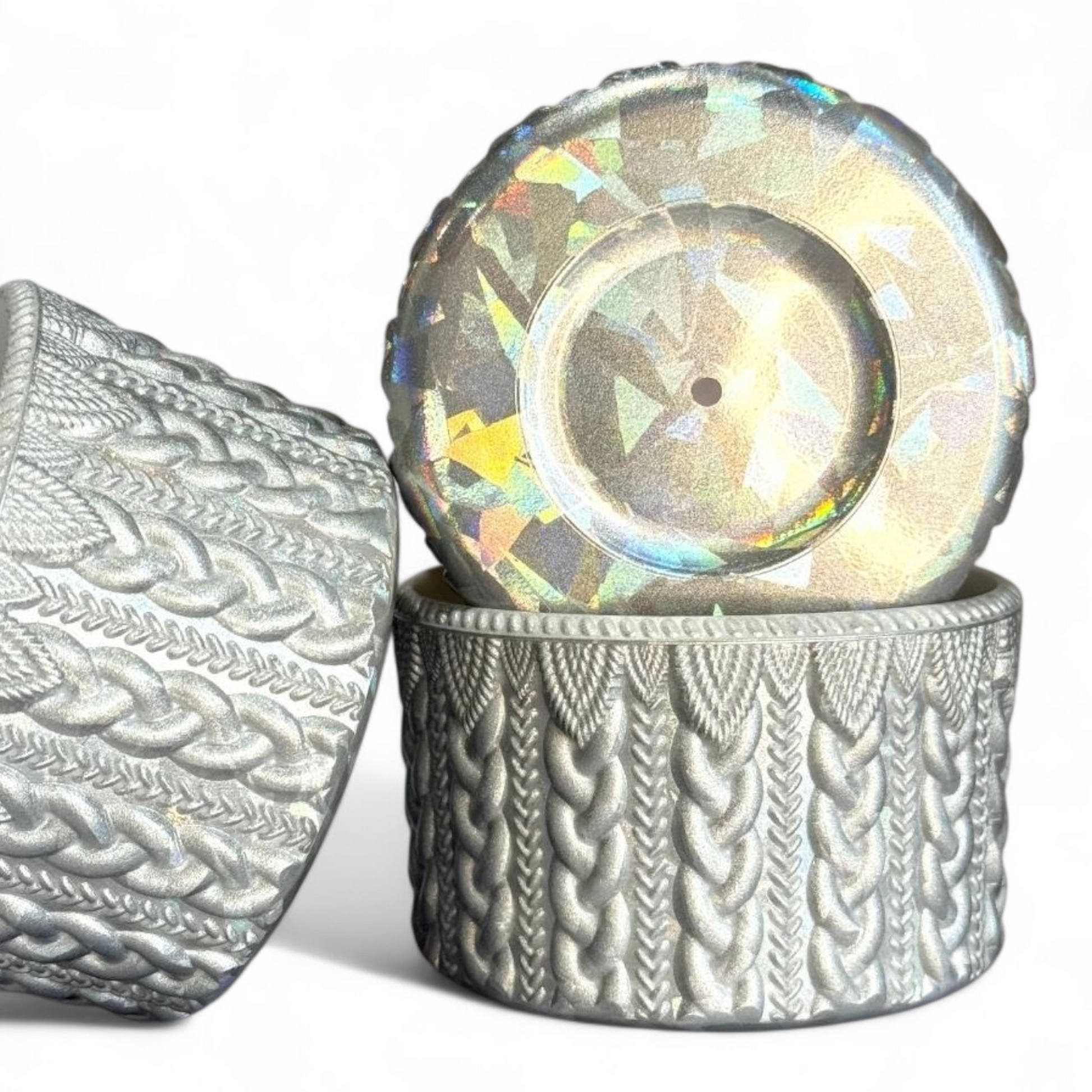 Silver Holographic Metallic MACRAME Tumbler Boot -fits 20-40oz