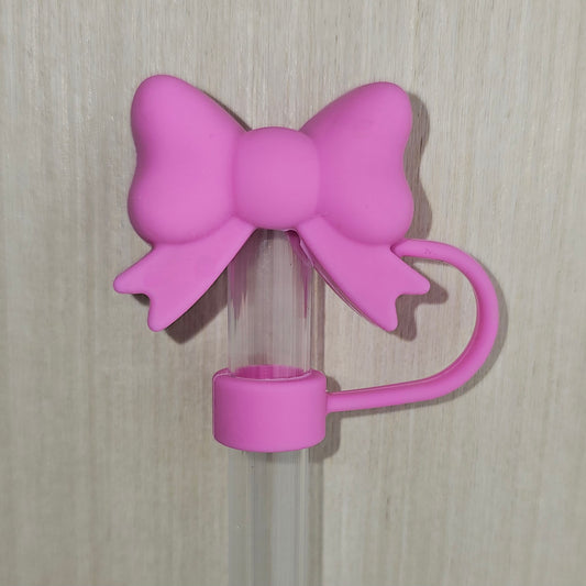 Sweetheart Pink Butterfly Ribbon Bow 3D Silicone Straw Topper  - Straw Cover  - Straw Topper 