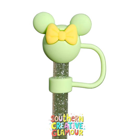 Spring Green Minnie Mouse 3D Silicone 10mm Straw Topper by Southern Creative Glamour 