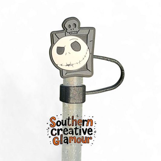Jack Skellington Nightmare Before Christmas inspired Silicone 10mm Straw Topper by Southern Creative Glamour 