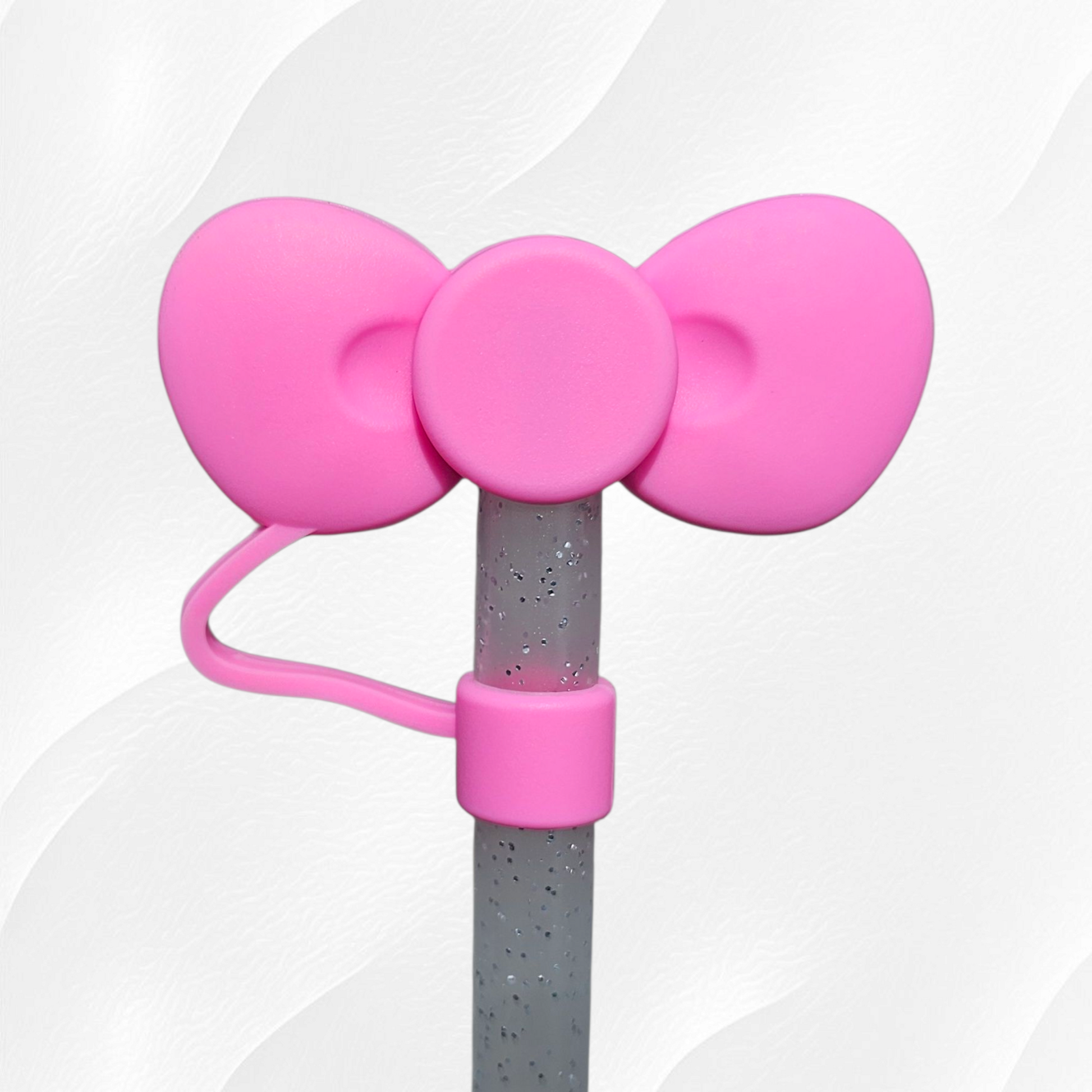 Pink Bow Silicone Straw Topper 