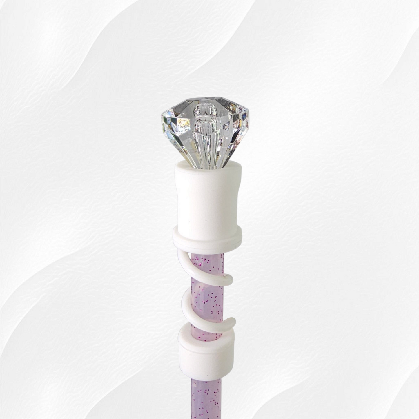 White Diamond 3D Silicone Straw Topper. 