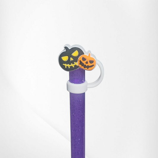 Halloween Jack-o-Lanterns 3D Silicone Straw Topper