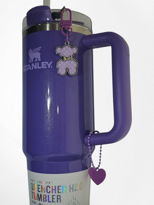 Fancy Teddy Bear Tumbler Straw Charm and Cup Handle Charm Set