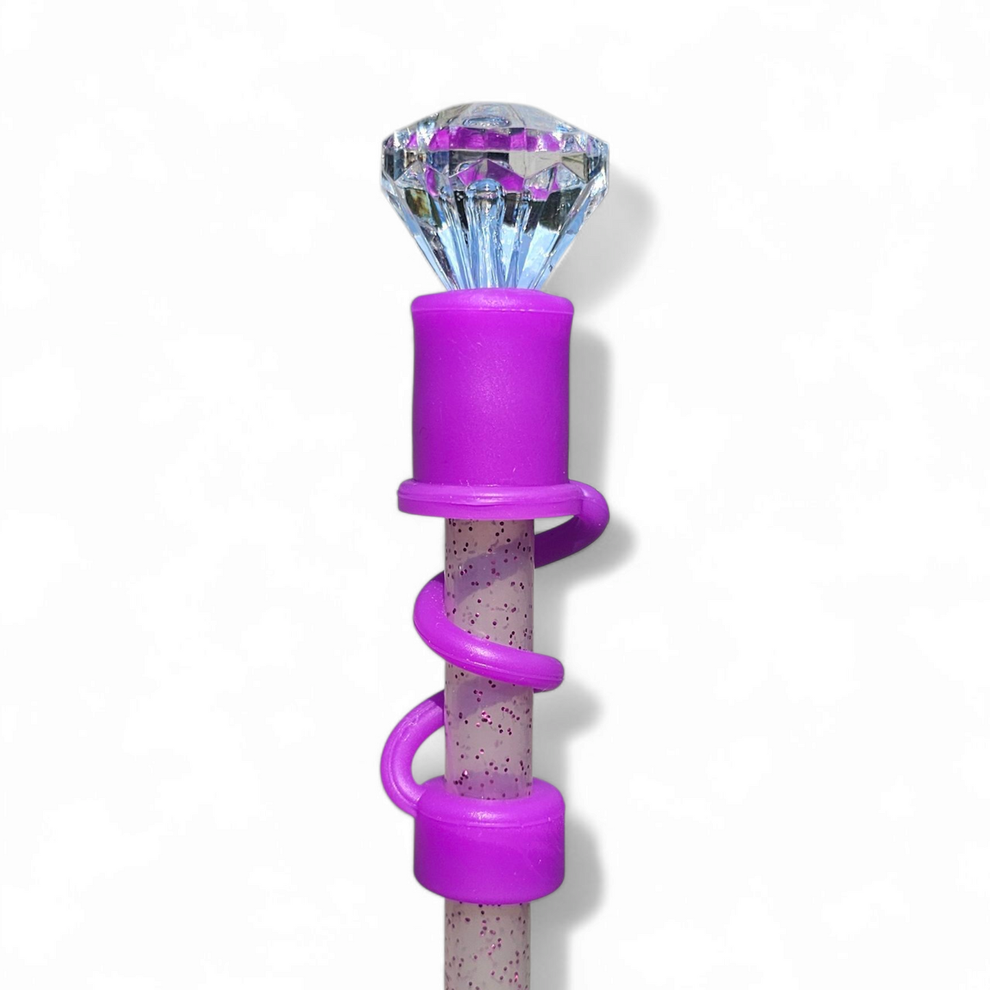 Clear | Electric Purple Diamond Silicone 10mm Straw Toppers by Southern Creative Glamour 