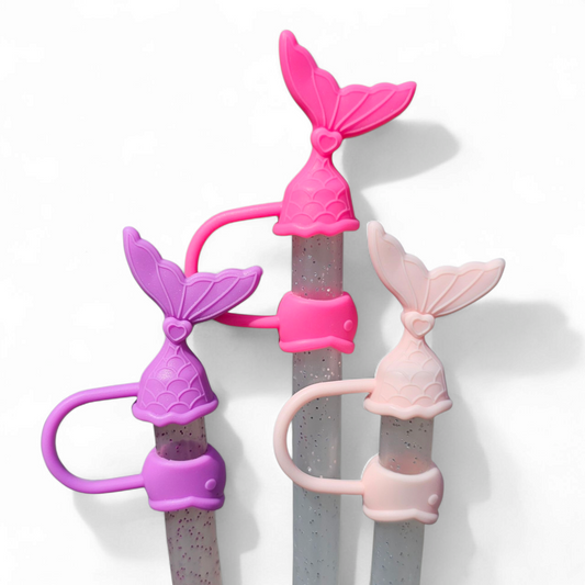  Mermaid Tail 3D Silicone Straw Toppers 