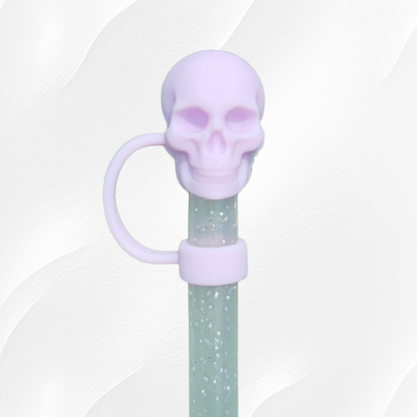 Light 3D Silicone Skull Straw Topper 