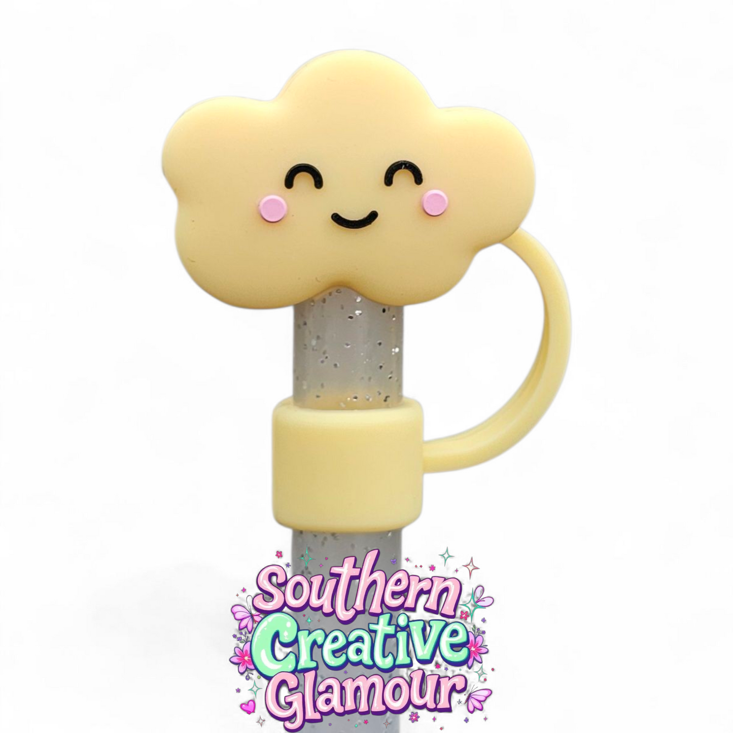 Happy Cloud 3D Silicone 10mm Straw Toppers