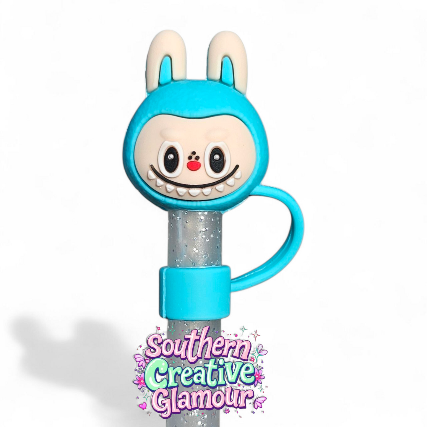 Tiffany Teal Blue Labubu inspired 3D 10mm Straw Toppers by Southern Creative Glamour 