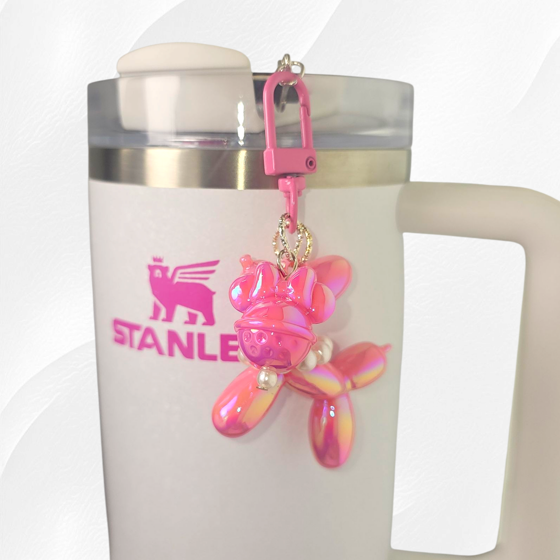 Barbie Pink Balloon Dog and bow tumbler charm. 