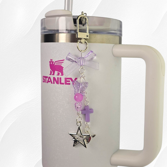Purple Butterfly and Bow Tumbler Charm 