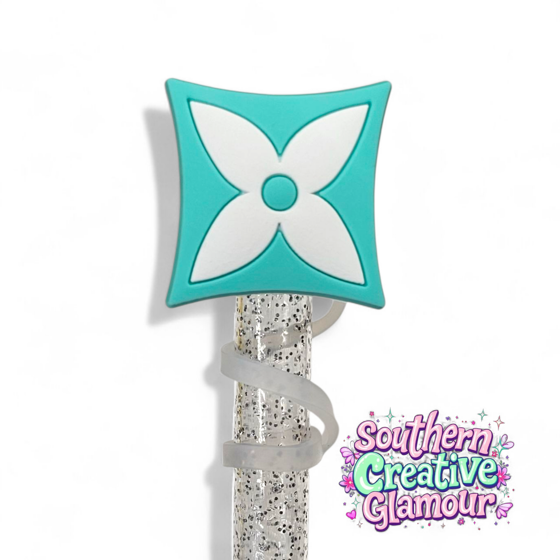 LV inspired 4-point star silicone 10mm straw topper by Southern Creative Glamour 