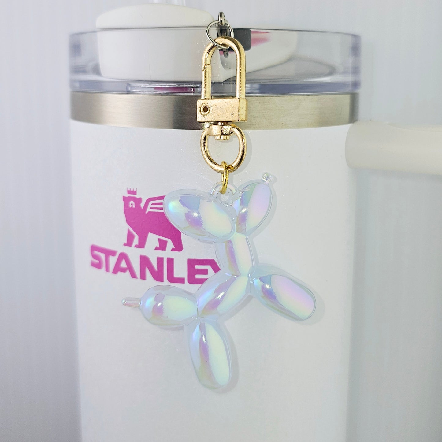 Icing White Balloon Dog Tumbler Charm. 