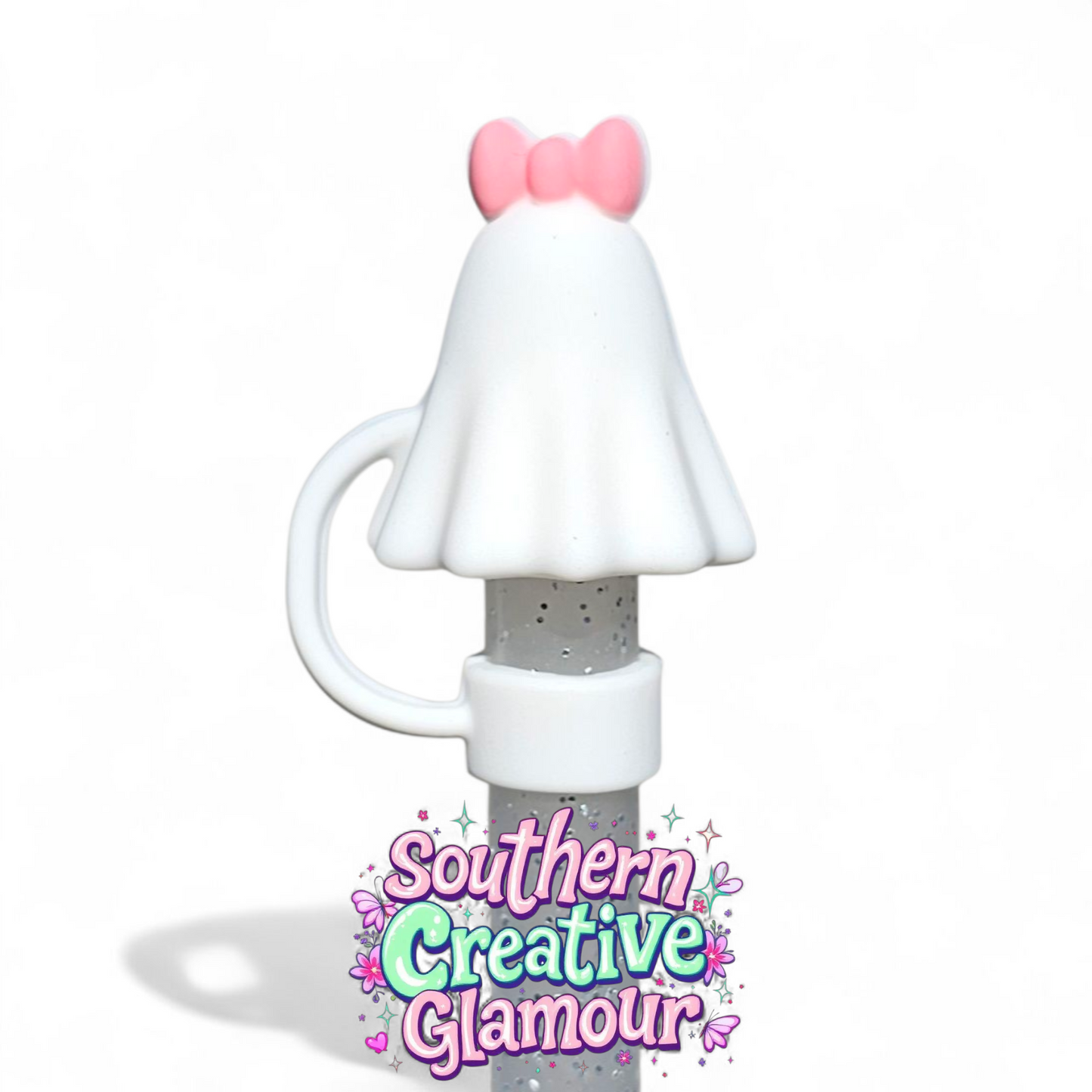 Girly Ghost 3D Silicone 10mm Straw Toppers by Southern Creative Glamour 