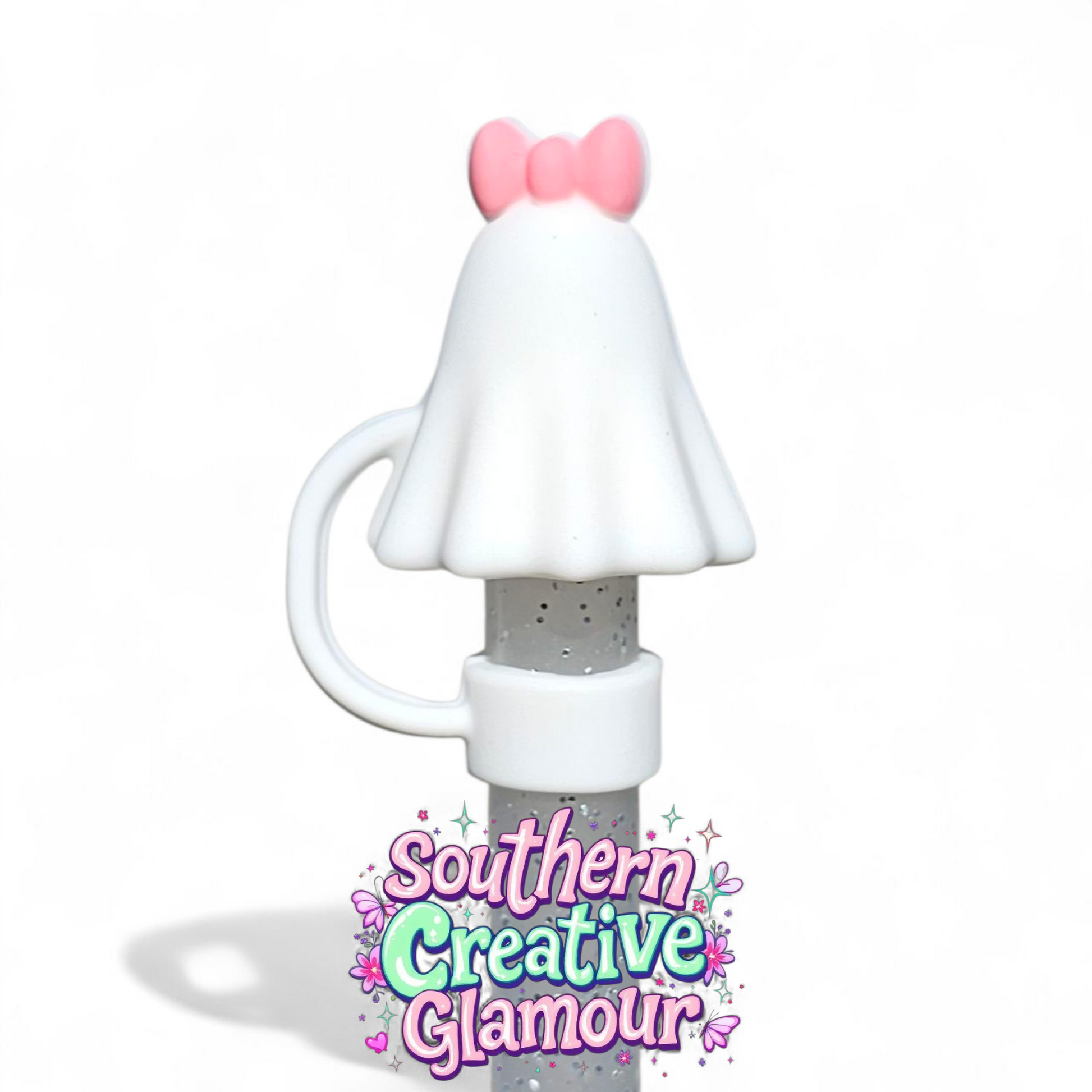 Girly Ghost 3D Silicone 10mm Straw Toppers by Southern Creative Glamour 