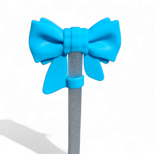 Pool Blue Bow 3D Silicone 10mm Straw Topper by Southern Creative Glamour 