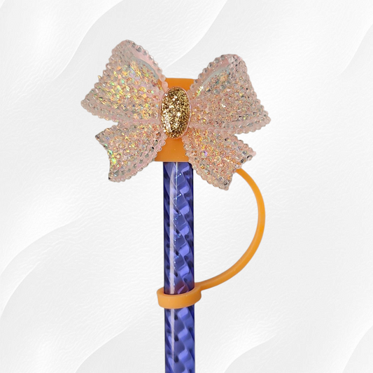 Orange Ribbon Bow 8mm Straw Topper 