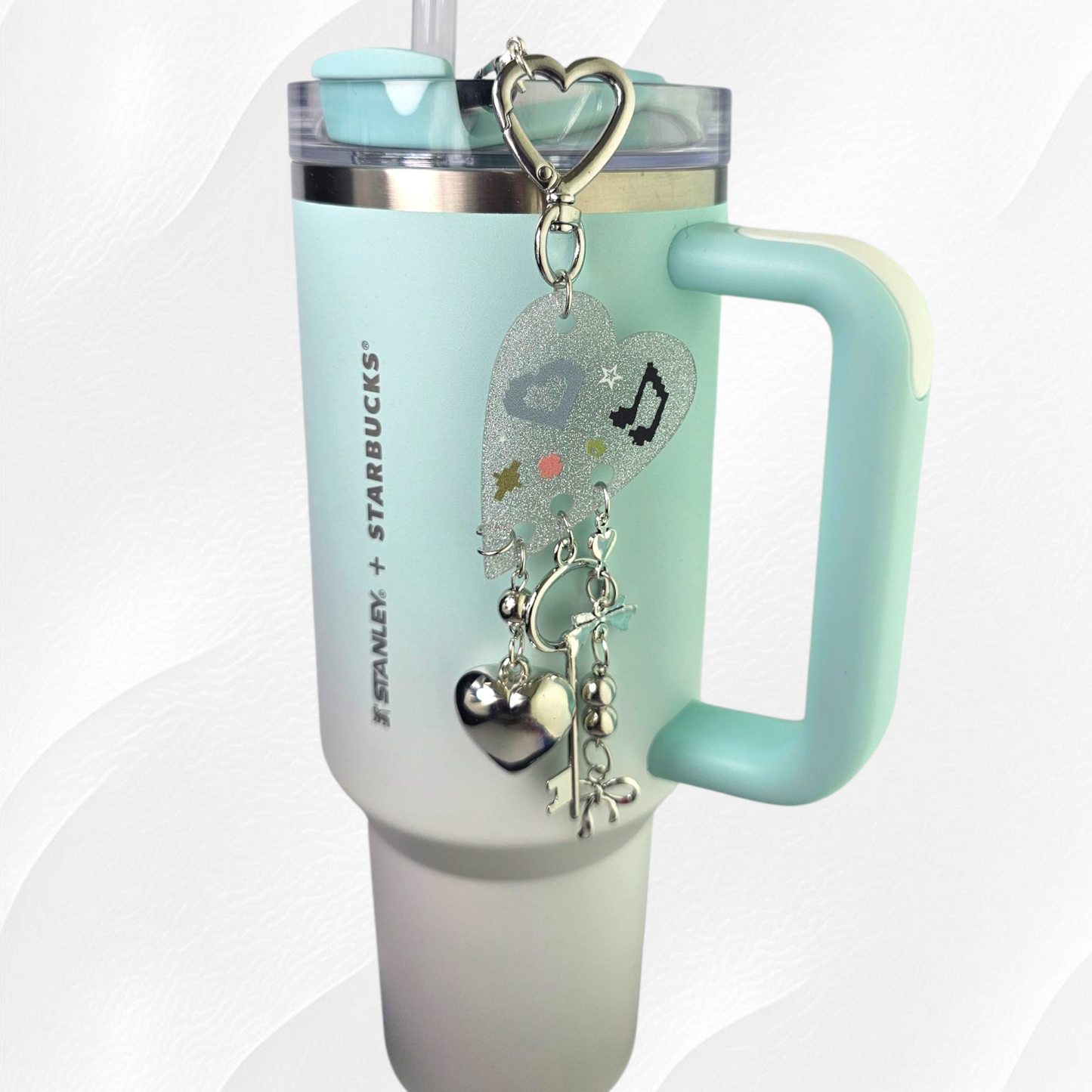 Rockstar Heart Tumbler Charm  - Silver