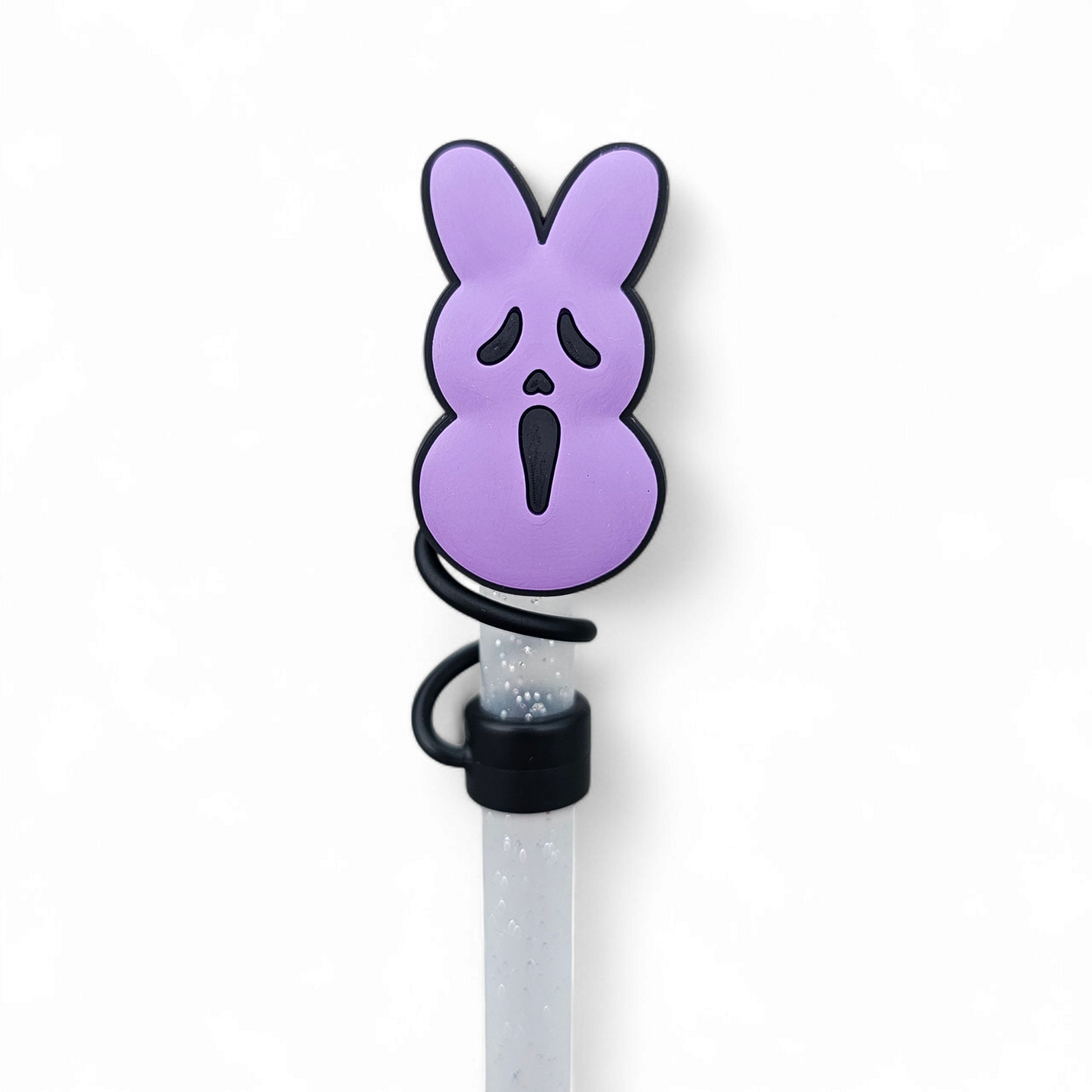 Violet Purple Ghost Face x Peeps Halloween Silicone 10mm Straw Topper by Southern Creative Glamour 