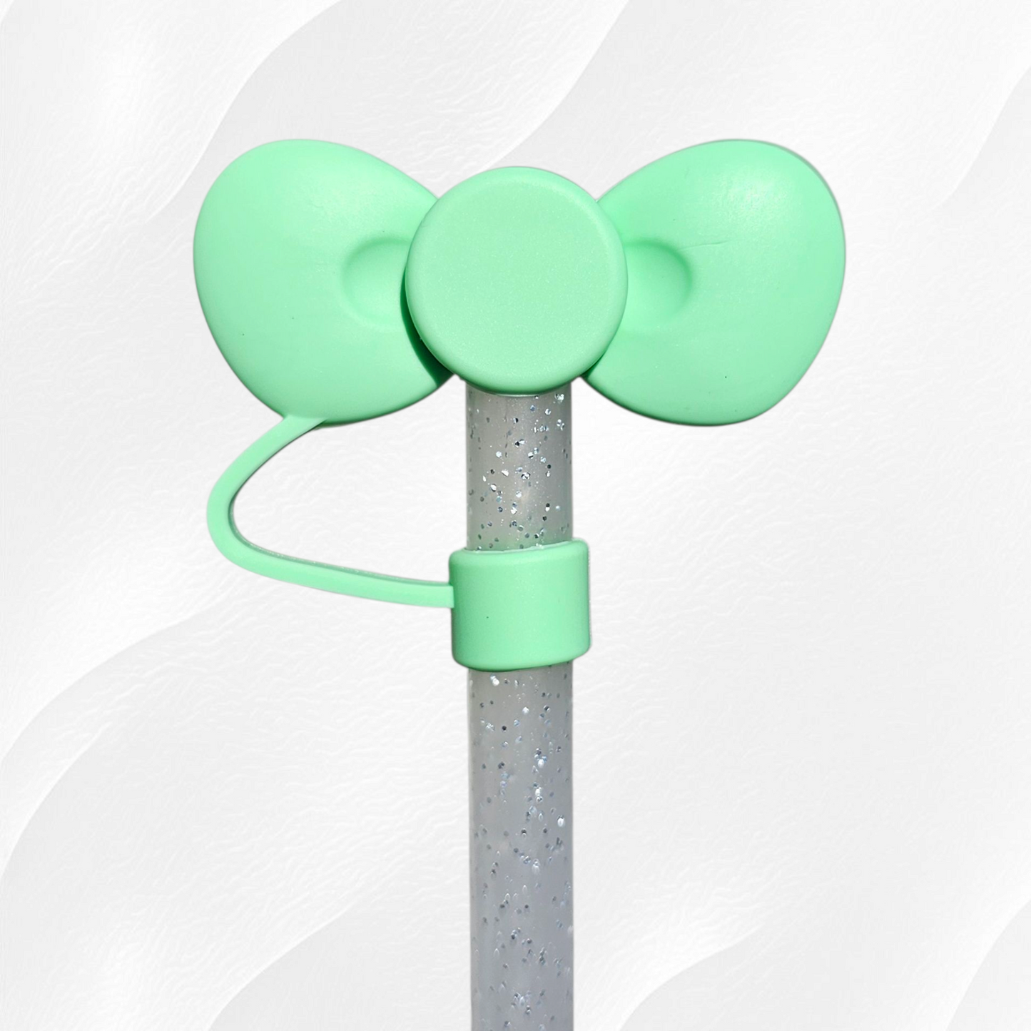 Mint Green Bow Tie 3D Silicone Straw Topper 