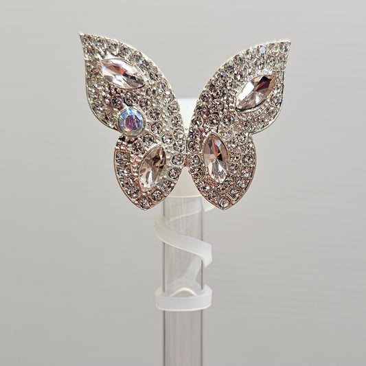 Silver Diamond and lighting Pink jewels butterfly straw topper  - straw cover. 