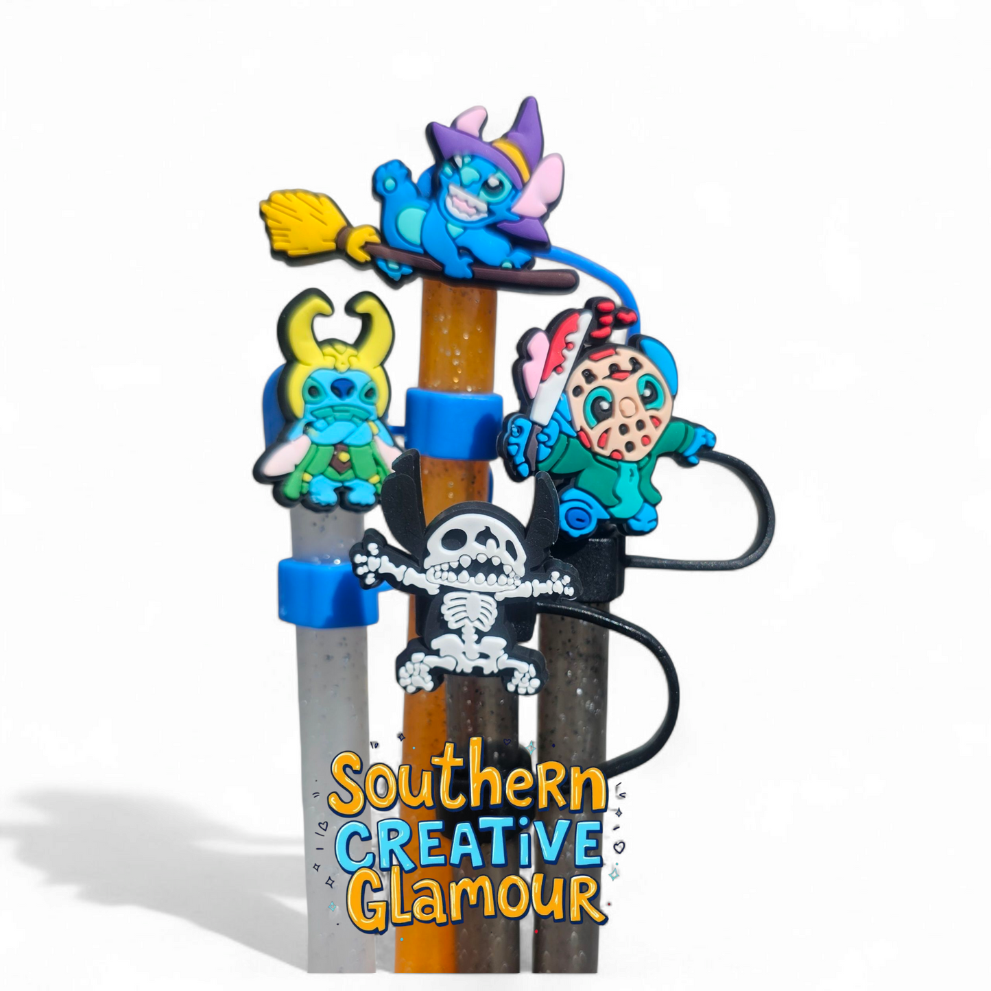 Lilo and Stitch Inspired Halloween Silicone 10mm Straw Toppers by Southern Creative Glamour 