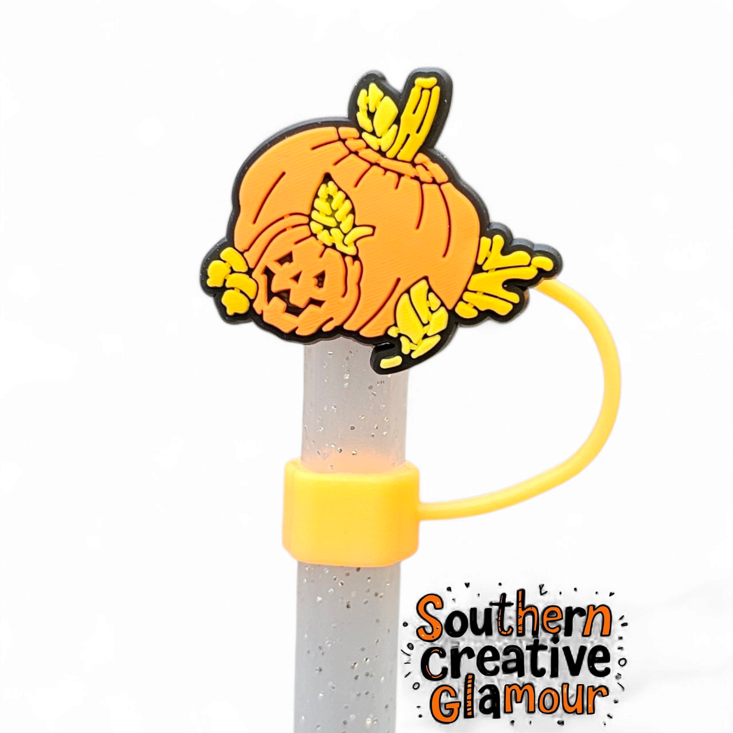 Fall Pumpkins Silicone 10mm Straw Topper by Southern Creative Glamour 