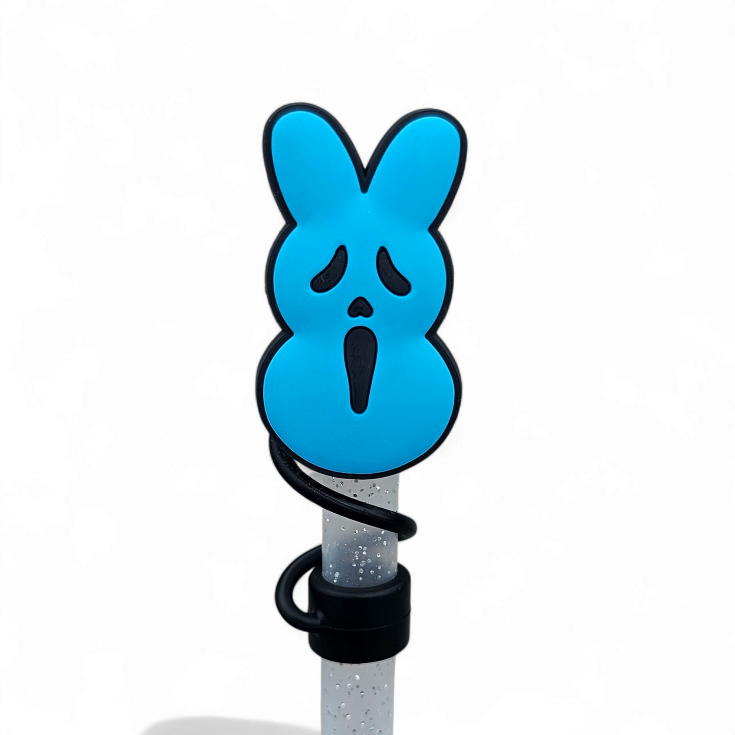 Blue Ghost Face x Peeps Halloween Silicone 10mm Straw Topper by Southern Creative Glamour 