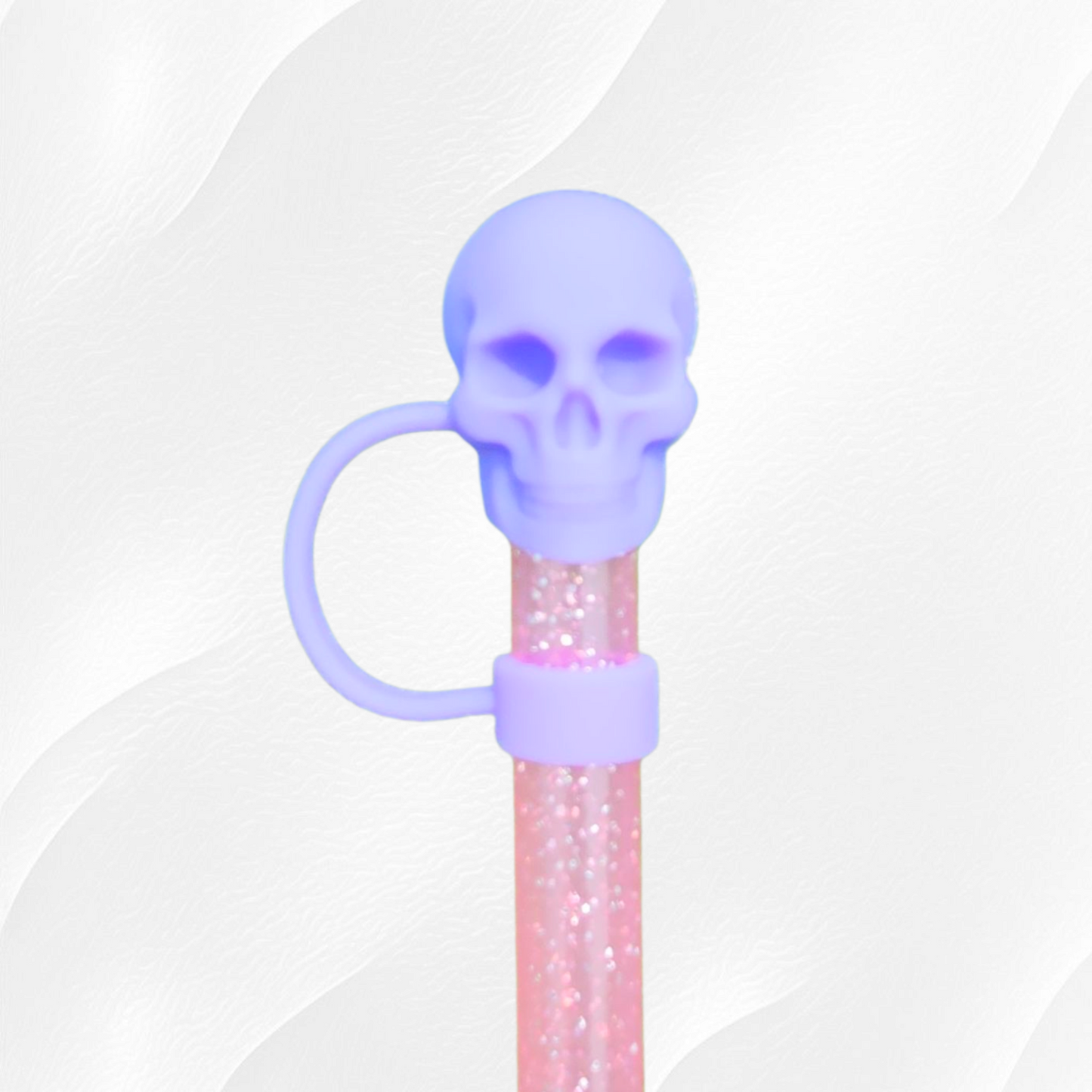 Purple 3D Silicone Skull Straw Topper 