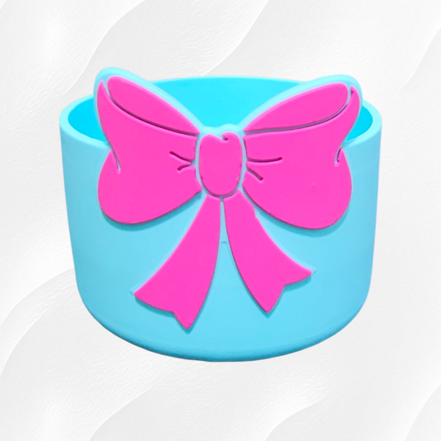 Teal and Pink Princess Bow Silicone Tumbler Boot 