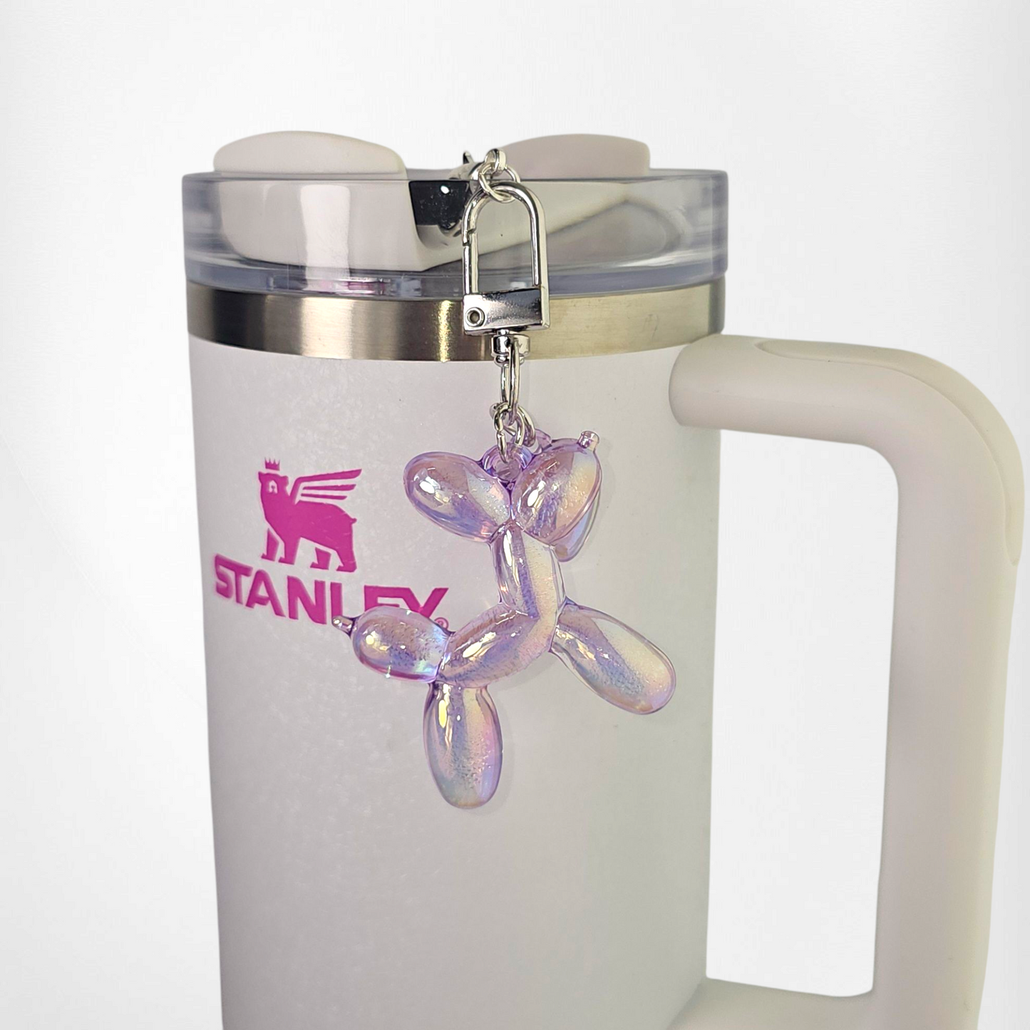 Iridescent Pearlescent Purple balloon Dog charm. 