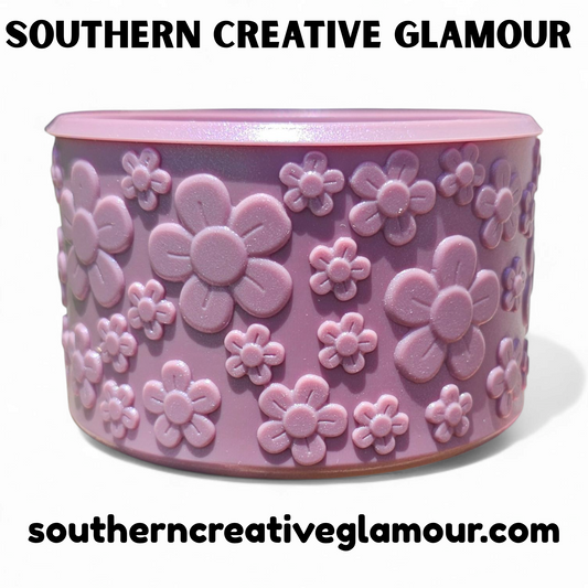 Flower Textured Silicone Tumbler Boot - Periwinkle Purple Shimmer