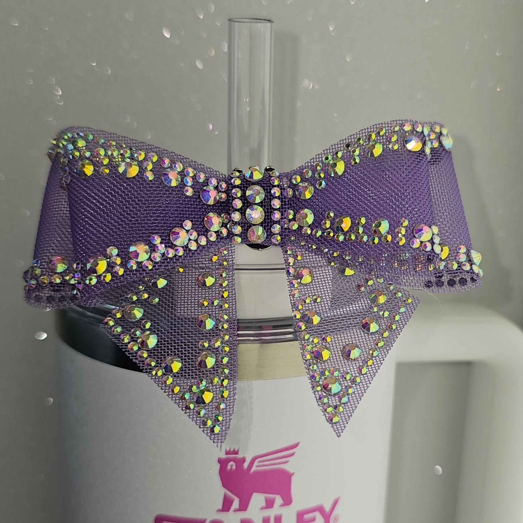 Purple and Gold bow tie tumbler straw topper. Fits 10mm and Stanley Straws. 