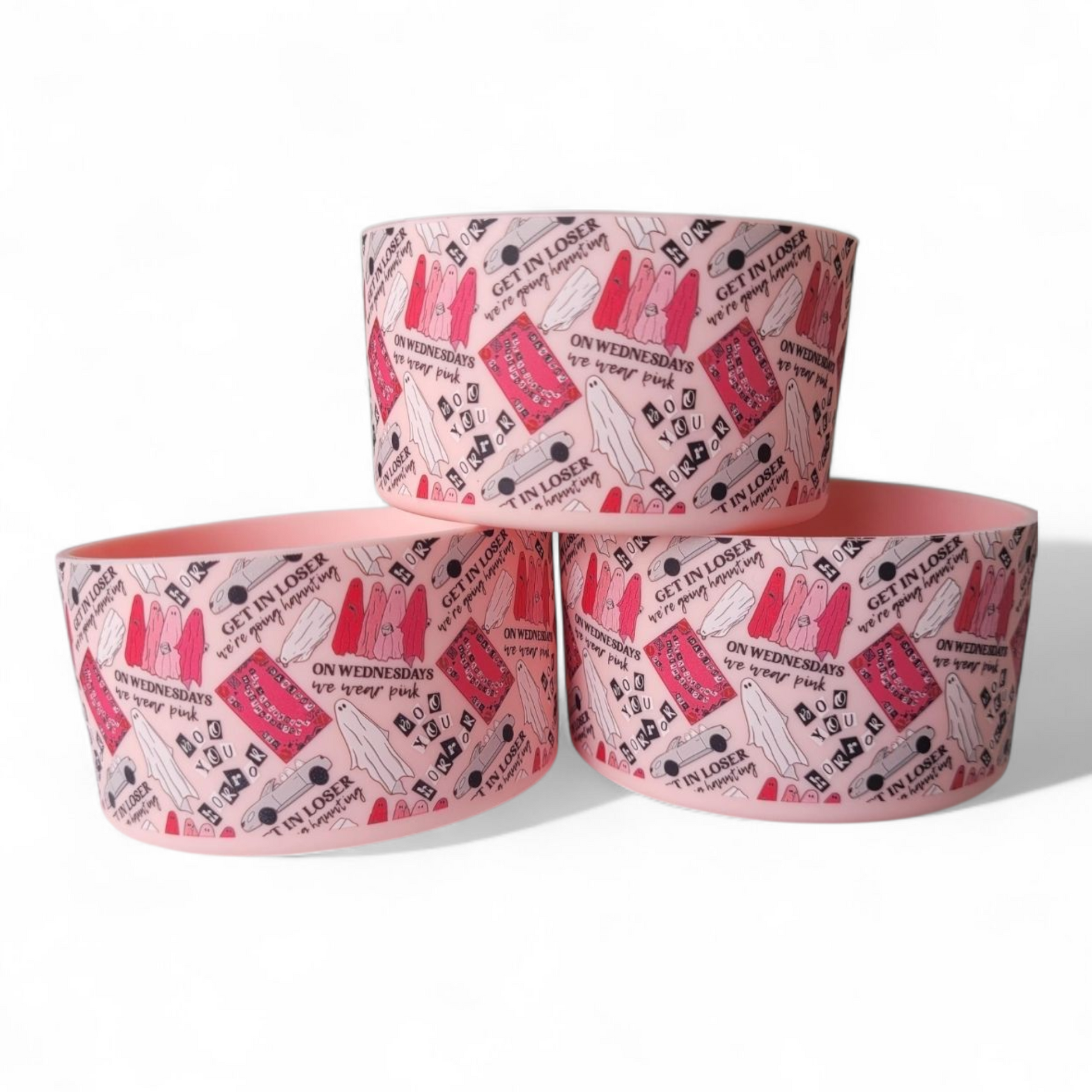 Pink Mean Ghouls Silicone Tumbler Boot 