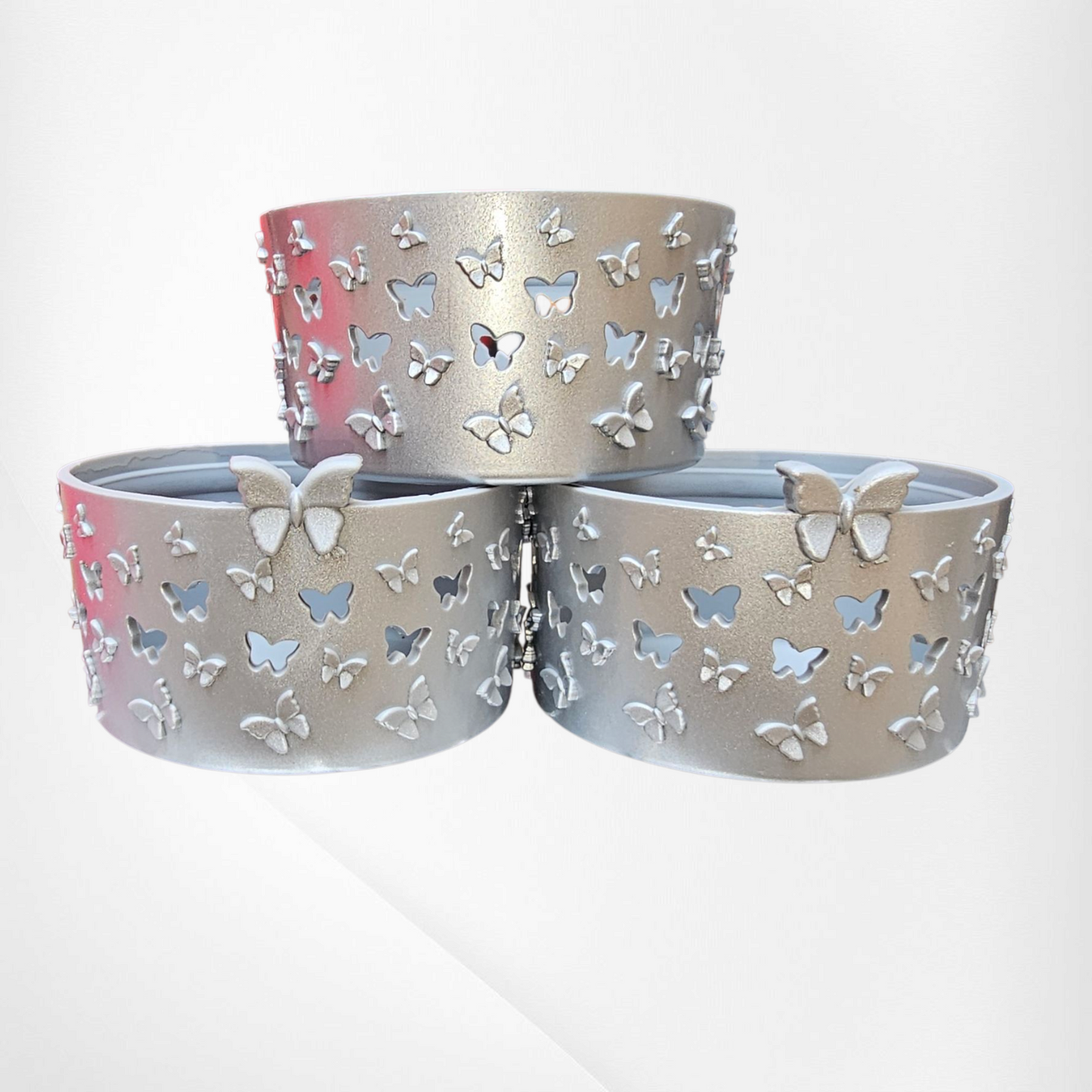 Silver Shimmer 3D Butterfly Silicone Tumbler Boot 