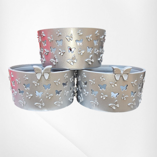 Silver Shimmer 3D Butterfly Silicone Tumbler Boot 