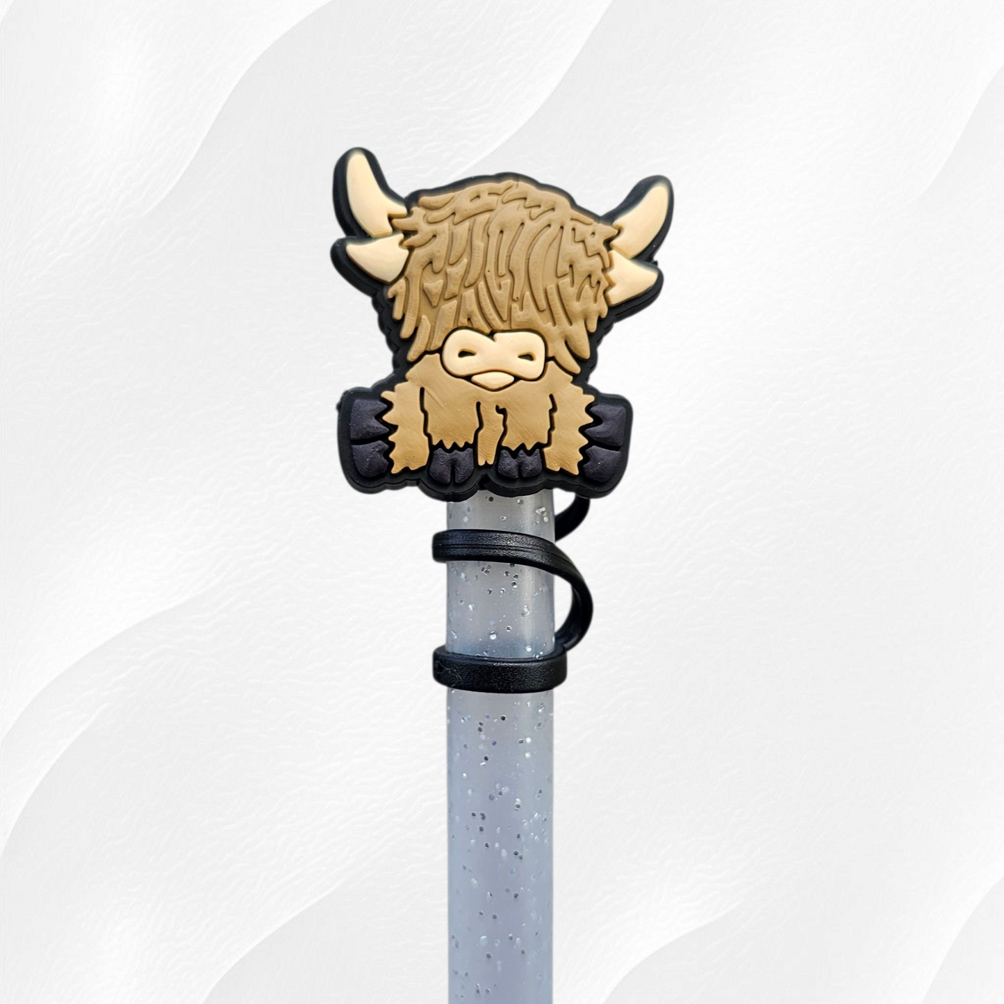 Highland Cow Straw Topper