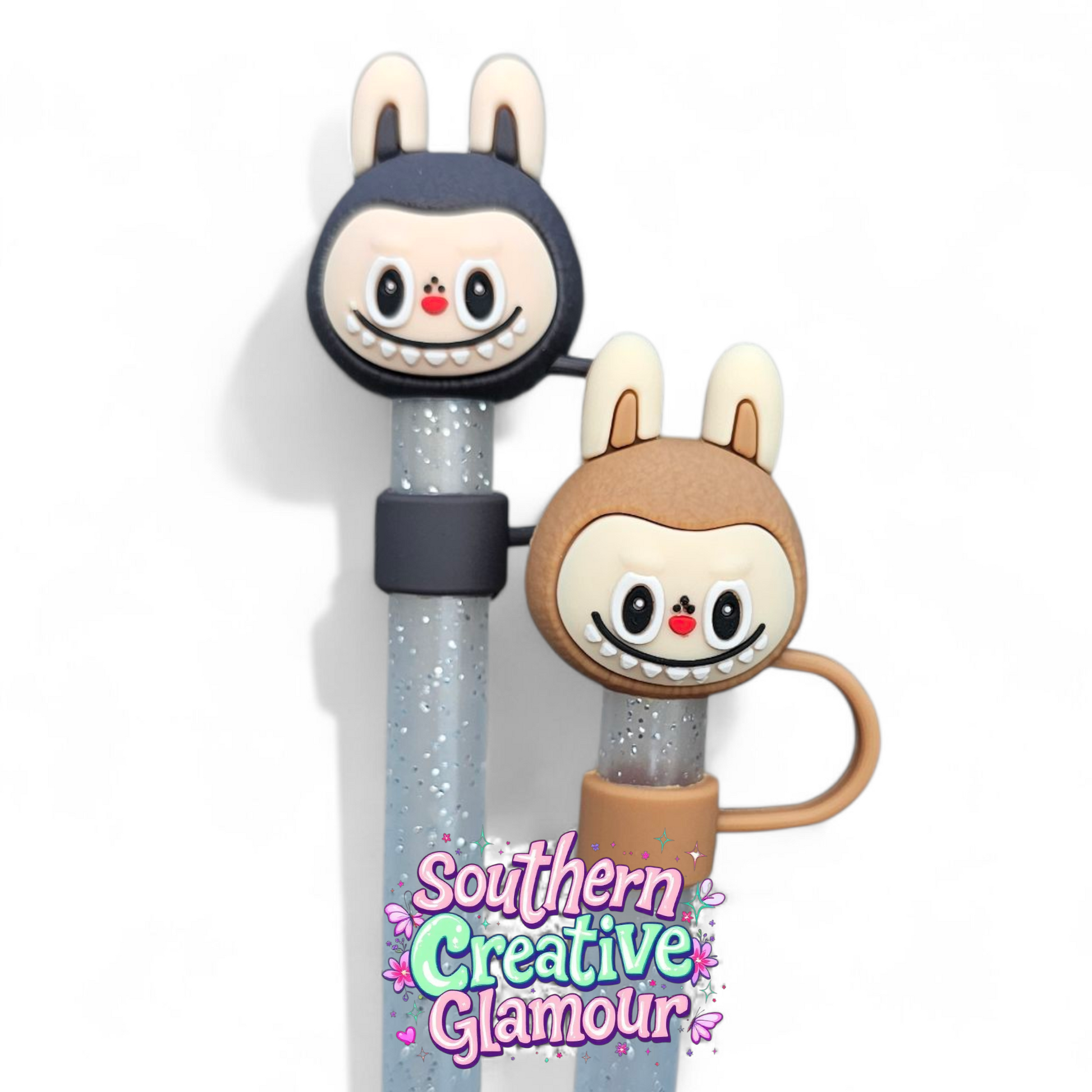 Labubu inspired 3D 10mm Straw Toppers by Southern Creative Glamour 