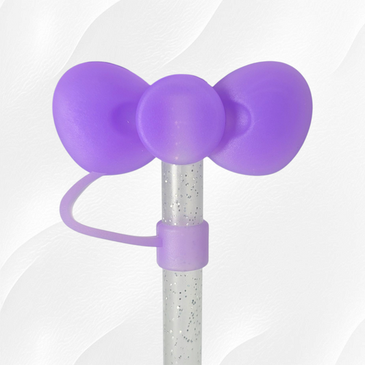 Purple Bow Tie 3D Silicone Straw Topper